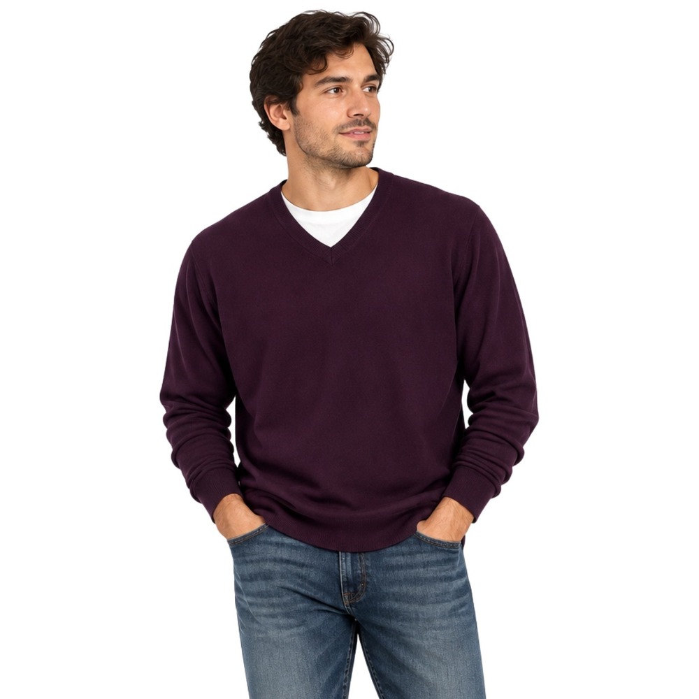 Nordstrom Sweater Mens XXL Plum Purple Extra Fine Merino Wool Pullover Jumper‎
